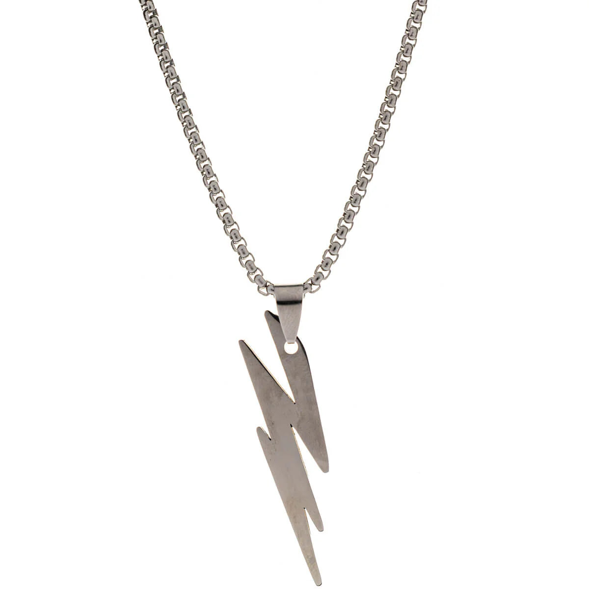 Men's necklace - steel lightning bolt necklace