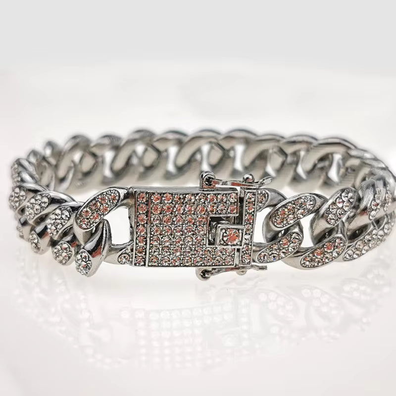 Imported Bracelet Silver Metal Crystal Cubic